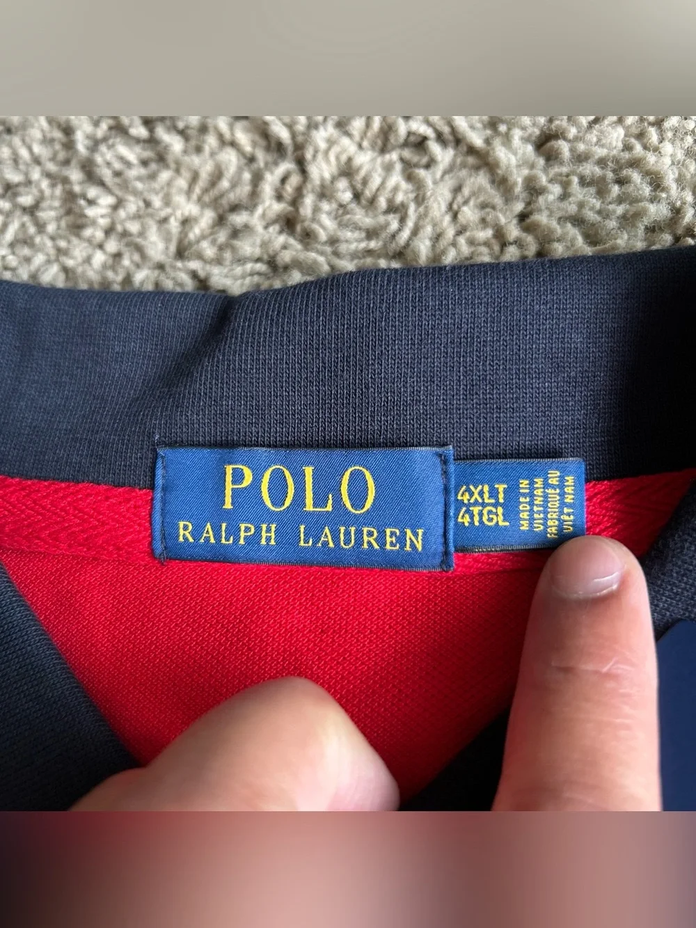NWT Polo Ralph Lauren Shirt Mens 4XL TALL Red/Blue Side Panel Signature Big Pony